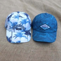 Casquettes de papa non structurées de haute qualité, personnalisées, avec logo tissé, 6 panneaux, entièrement imprimées, pour l'extérieur, le surf, l'été et la plage, vente en gros
