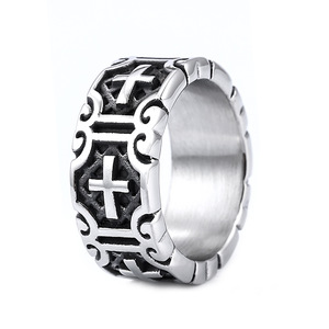 Classique rétro chrétien jésus croix anneau en acier inoxydable croyants chrétiens Punk <span class=keywords><strong>Rock</strong></span> hommes anneaux ronds bijoux - Product Image 6