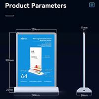 Support d'affichage publicitaire LED double face A4 rechargeable en aluminium écologique pour bureau