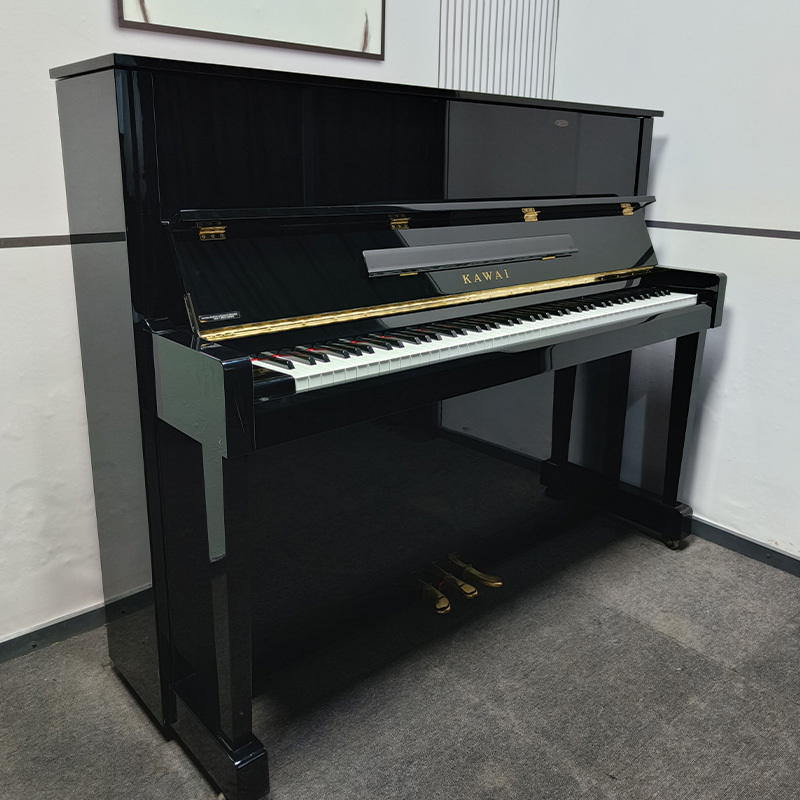 Kawai KU1 Upright Piano - Black Polished, 88 Keys, Rich Sound, Eco