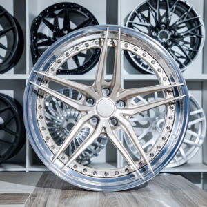 Cinco Raios Projeto Côncavo Profundo Matte White Gold Face Gloss Polish Barril Carro De Passageiro Forjado Rodas para C7 Corvette - Product Image 1