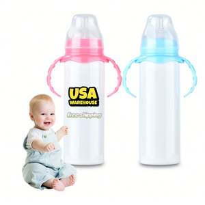 Biberon en silicone 8oz pour bébé, isolé sous vide, par sublimation, pour l'alimentation et l'eau, stocké aux États-Unis - Product Image 1