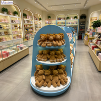 Kommerzielle Mehrstöckige Gebogene Insel-LED-Beleuchtungs-Vitrine für Plüsch-Stofftier-Ausstellung