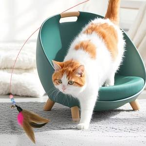Super lungo eco-friendly piuma gatto stuzzicare bastone con campana e giocattolo interattivo per animali domestici per le vacanze di capodanno Meow <span class=keywords><strong>Play</strong></span> resistenza - Product Image 5