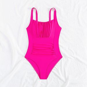 Nuevo Traje de Baño de una Pieza de <span class=keywords><strong>Color</strong></span> Sólido para Mujer, Estilo Europeo Americano, Sexy, de Spandex/Poliéster, de Secado Rápido y Alta Elasticidad - Product Image 6