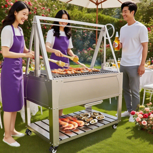 Parrilla de carbón de madera estilo Santa María Argentina moderna con asador Parrilla - Product Image 5