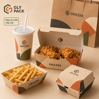 Ensemble d'emballages alimentaires jetables personnalisés de qualité alimentaire pour la restauration rapide, avec boîtes à poulet frit, hamburgers, frites, gobelets et sacs pour emporter