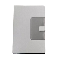 Carnet d'affaires en cuir PU à couverture rigide avec support pour téléphone et pochette pour cartes, reliure cousue à plat, logo personnalisé, cadeau d'entreprise