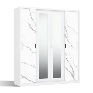 Armoire en acier imprimé avec 4 portes coulissantes et miroir 1600 mm - Product Image 1