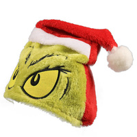 Chapeaux de Noël en velours pelucheux Grinch, design de dessin animé Grinch Elf de différentes couleurs