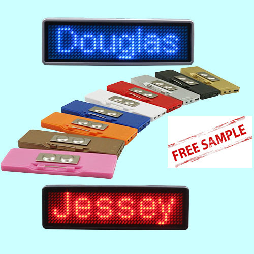 Promotional Mini Screen Led Light up Flashing Name Badge Programmable Led Name Badge for Advertising