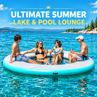 Île flottante gonflable avec pont en maille Drop Stitch |   Plateforme de fête aquatique pour 4 à 6 personnes sur le lac