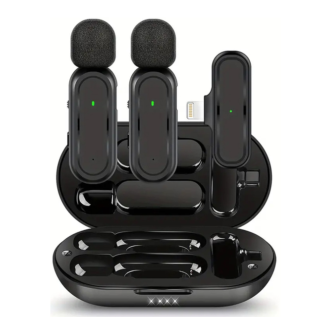 Mini Wireless Phone Micro Wireless Tie Mic Interview Video Recording Lapel Professional Lavalier Dual Wireless Microphone