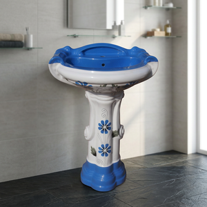 Lavabo de baño de cerámica, soporte de lavado de doble nivel, Pedestal completo, lavabo musulmán Wudu, lavabo de cerámica de ley - Product Image 5