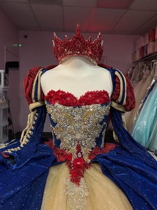 <span class=keywords><strong>Abito</strong></span> da ballo Quinceanera ispirato a <span class=keywords><strong>Biancaneve</strong></span> di Mumuleo, lungo fino al pavimento con strascico a cappella, moderno in raso e pizzo stampato - Product Image 6