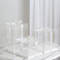Luxe 6 8 10 12 pouces voir à travers clair décoratif trois couches Extra grand blanc carré fête anniversaire gâteau boîte avec couvercle en papier