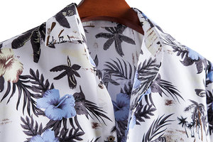 Camicia a fiori hawaiani in tessuto di poliestere camicia da uomo a maniche corte ampia da spiaggia nuova all'ingrosso - Product Image 5