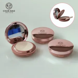 OEM ODM Emballage de poudre compact rond vide unique de luxe de haute qualité en plastique avec double couche miroir