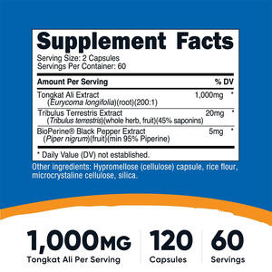 Natuurlijke <span class=keywords><strong>Tongkat</strong></span> <span class=keywords><strong>Ali</strong></span> Extract <span class=keywords><strong>Capsules</strong></span> <span class=keywords><strong>200</strong></span>:<span class=keywords><strong>1</strong></span> Concentratie 1000mg Per Portie 120 <span class=keywords><strong>Capsules</strong></span> GMP Fabriek - Product Image 4