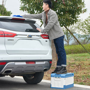 Organizador de 60l grande dobrável caixa de utilidade empilhável, de plástico, dobrável, para acampamento, cadeira deformável com cabo de tampas - Product Image 6