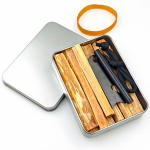 Portable Camping Hunting Outdoor Metal Tin Box with Ferrocerium Rod Natural Fatwood Sticks <b>Fire</b> Starter Survival Kit - Product Image 2