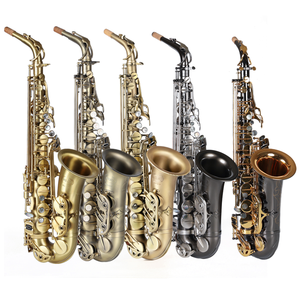 Saxofón <span class=keywords><strong>Alto</strong></span> Eb Profesional de Latón Lacado en Oro de Alta Calidad, Instrumento de Viento Resistente al Óxido, Venta al por Mayor de Fábrica - Product Image 1