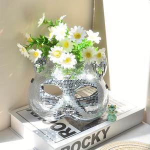 Masque de chat disco, costume mignon, masque de fête réfléchissant, masque miroir à paillettes, boule disco, Halloween, <span class=keywords><strong>carnaval</strong></span> - Product Image 3