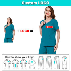 Ensemble de blouses médicales unisexes avec logo personnalisé - Polyester respirant et élasthanne, manches courtes, uniforme d'infirmière, uniforme dentaire - Product Image 2