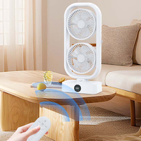 Ventilateur exclusif à double tour à distance rotatif au sol à double tête 10000mAh ventilateur de table de batterie externe rechargeable USB électrique avec lumières LED