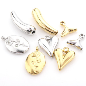 Colgante de acero inoxidable con forma de corazón, rosa y cola de pez para la elaboración de collares, accesorios de joyería chapados en oro y plata H1294 - Product Image 1