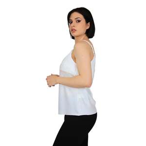 Haut sans manches blanc pour femme, col en V, léger, décontracté - Product Image 4