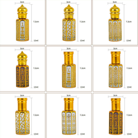 Botol Parfum Kaca 3ml 6ml 12ml Gaya Arab untuk Minyak Atsiri, Serum Perawatan Kulit, dengan Tutup Aluminium dan Saringan untuk Roll-On