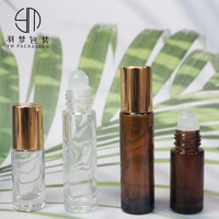 Cosmétiques 5ml 10 ml 15ml ambre rouleau sur bouteilles pour huiles essentielles avec rouleau en acier inoxydable
