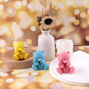 Teddy <b>Bear</b> Scented Candle Mold Diy Cake Decoration Plaster Mold Home Ornament Valentine'S Day Use - Product Image 2