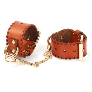 Sm Gothic Style Adult Game Bondage Gear Two-Piece <b>Leather</b> Collar and <b>Handcuffs</b> - Product Image 6