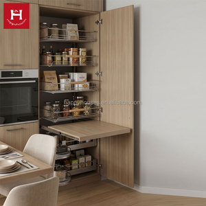 HAPPY HOUSES Mueble <span class=keywords><strong>de</strong></span> <span class=keywords><strong>Cocina</strong></span> Ahorrador <span class=keywords><strong>de</strong></span> Espacio con Mesa <span class=keywords><strong>de</strong></span> Comedor Extraíble y Despensa Esquinera Giratoria, Conjunto Moderno Personalizado en Forma <span class=keywords><strong>de</strong></span> L - Product Image 2