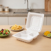 Boîte alimentaire jetable en plastique HSQY 6*6 9*6 MFPP avec couvercle pour emballage de repas en restaurant