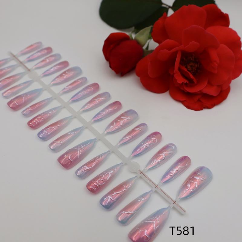 T581 Direct Selling Acrylic Artificial Fingernails Gilding Artificial Fingernails Manicure Wire False Nails