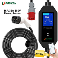 Station de charge rapide AC type 2 11 kW pour usage domestique Bomern, borne de recharge pour voiture électrique 22 kW avec écran LCD