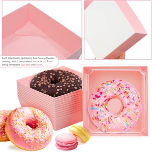 Hộp đựng thức ăn bằng giấy màu hồng vuông hộp bánh có Nắp đậy hộp đựng bánh quy hộp bánh cho tất cả các loại đồ ăn nhẹ - Product Image 4