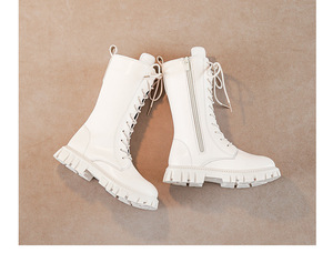 Nouvelles bottes hautes taille 27-37, style britannique, bottes princesse en cuir PU pour petite fille - Product Image 3