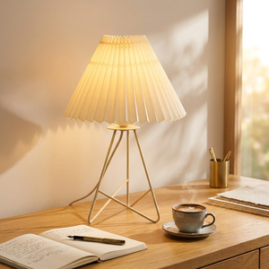 Scandinavian Style Table <b>Lamp</b> Paper Shade Aluminum Base E27 LED 3500K Warm White Cone Shape Wire High CRI 95 Bedroom - Product Image 4
