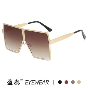 Eyewear <b>Square</b> Large Frame <b>Sunglasses</b> Gold Metal Unisex UV400 Protection Street Style - Product Image 2