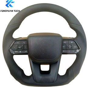 พวงมาลัยหนัง GR สไตล์สปอร์ตอัพเกรดสำหรับ Toyota Land Cruiser LC79 LC76 LC70 LC300 ปี 2008-2021 ปุ่ม<span class=keywords><strong>สี</strong></span><span class=keywords><strong>ดำ</strong></span> - Product Image 1