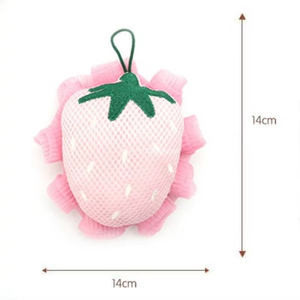 Esponja de Baño con Forma de Fresa, Rellena de Poliéster y Algodón, Exfoliante, Malla de Ducha, Esponja de Baño, Accesorios de Baño - Product Image 4