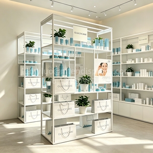 ตู้โชว์สินค้าแบบตั้งพื้นโครงโลหะพร้อมจอ LED หลายช่องสำหรับเครื่องสำอางและผลิตภัณฑ์ดูแลผิว - Product Image 3