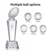 Trophée de rugby en cristal de haute qualité, gravé au laser 3D, design de joueur et ballon givré, récompense sportive MVP, vente chaude