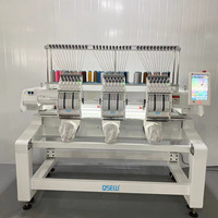 Machine à broder informatisée QS-1203 à trois têtes et 12 aiguilles pour casquettes, t-shirts, logos et étiquettes