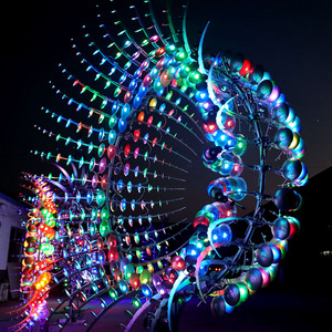 Decoraciones de jardín para <span class=keywords><strong>el</strong></span> hogar, escultura cinética de acero inoxidable, spinner con motor y luces led - Product Image 2