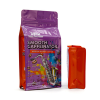 Sac d'emballage pour café à fond plat personnalisé avec valve, pochette refermable haute barrière pour café moulu, sac à café